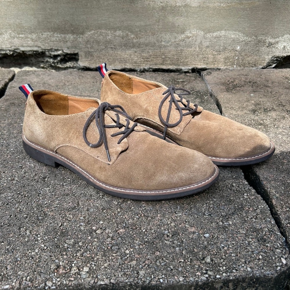 Tommy Hilfiger GARSON Oxford Preppy Old Money Tan Suede Derby Shoes Size 11.5M